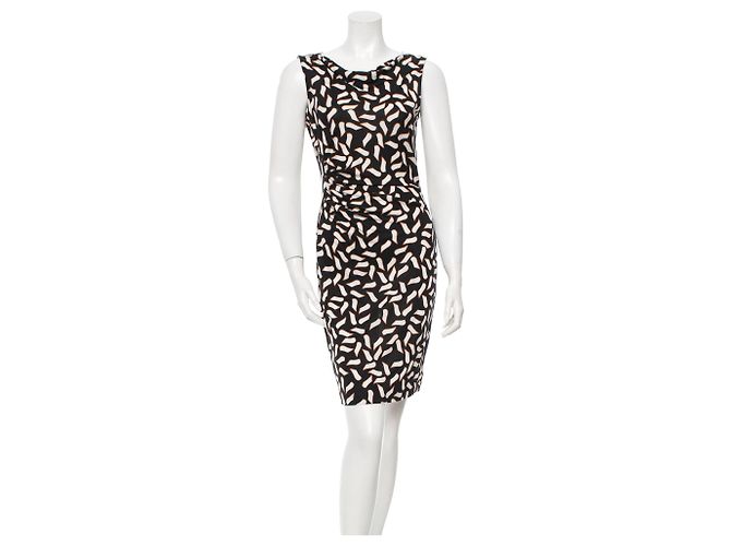 Diane Von Furstenberg Abito di seta Glamour DvF Marrone Nero Crudo