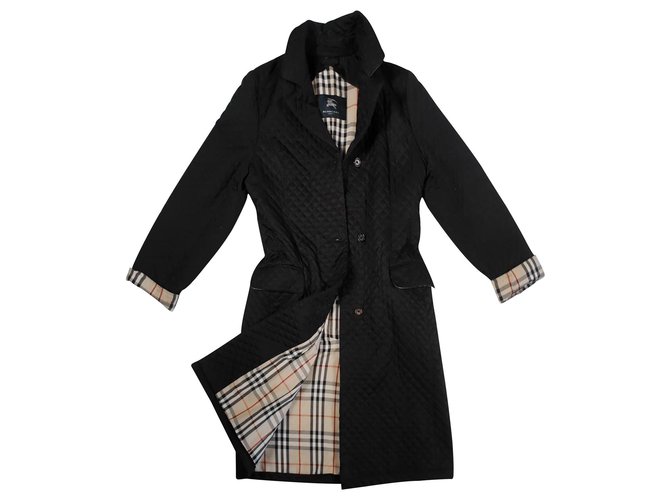 Burberry Coats, Outerwear Black Polyester  ref.124524
