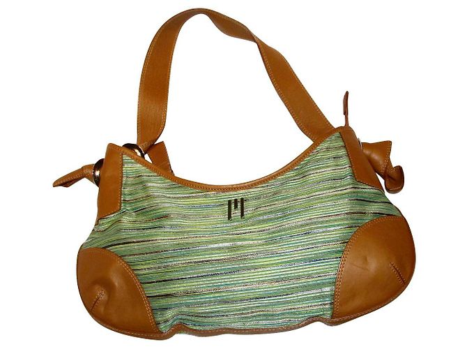 Sac en cuir et toile Missoni Marron Vert
