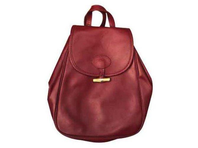 Longchamp leather backpack Red Dark red  ref.124607