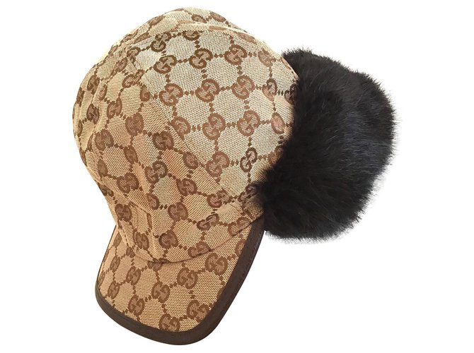 Gucci Hats Black Light brown Dark brown Cotton Rabbit  ref.124646