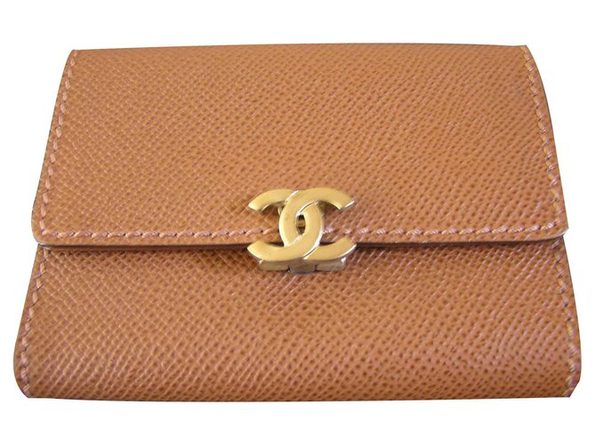 Chanel Card holder Wallet Light brown Leather  ref.124751