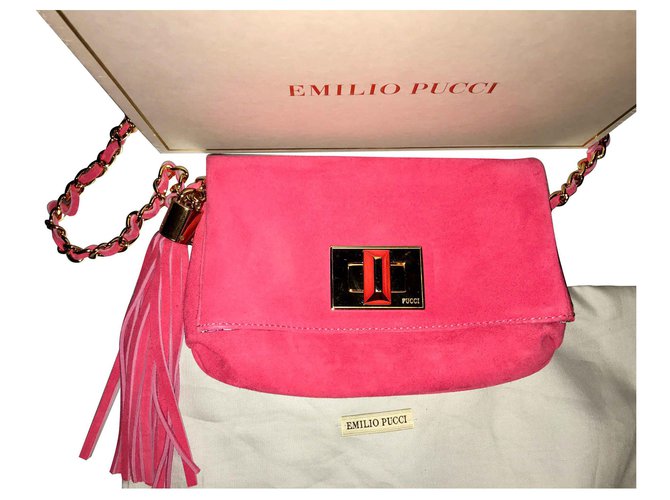 Emilio Pucci shoulder bag Pink Suede  ref.124819
