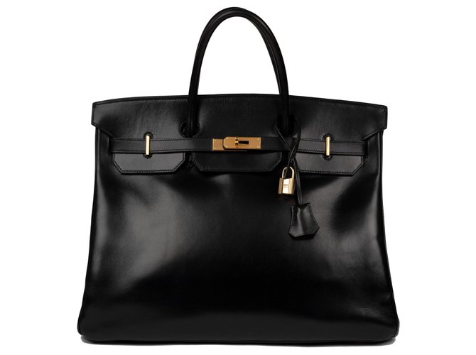 Hermès Birkin eccezionale 40 pelle nera, hardware placcato oro, in ottime condizioni vintage! Nero  ref.124833
