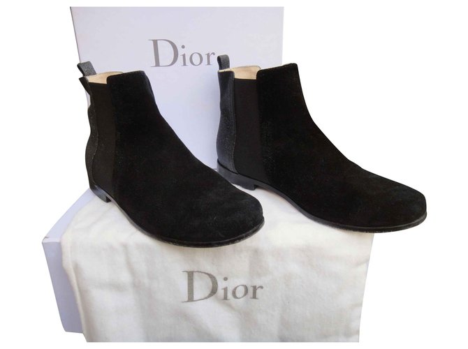 boots Dior suede & glitter Black Deerskin  ref.124840