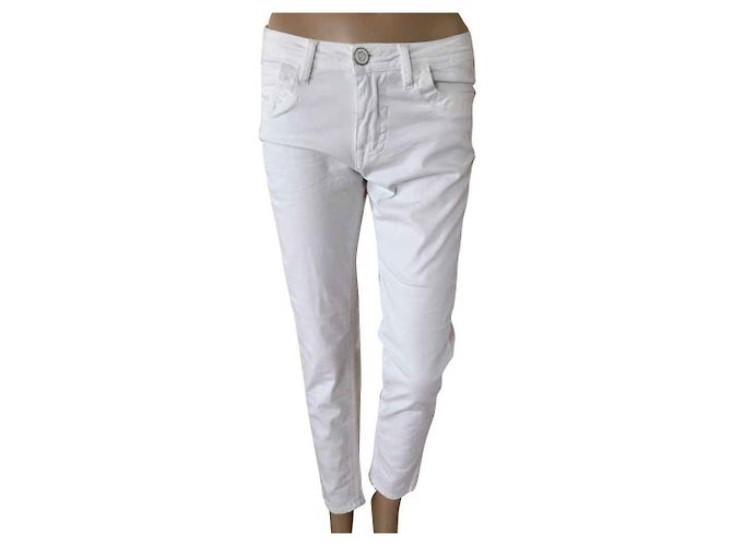 Autre Marque Pantaloni Blue Fire in cotone bianco