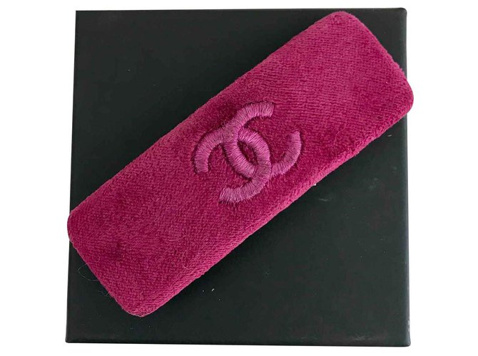 Chanel velvet barrette Purple Leather  ref.124875