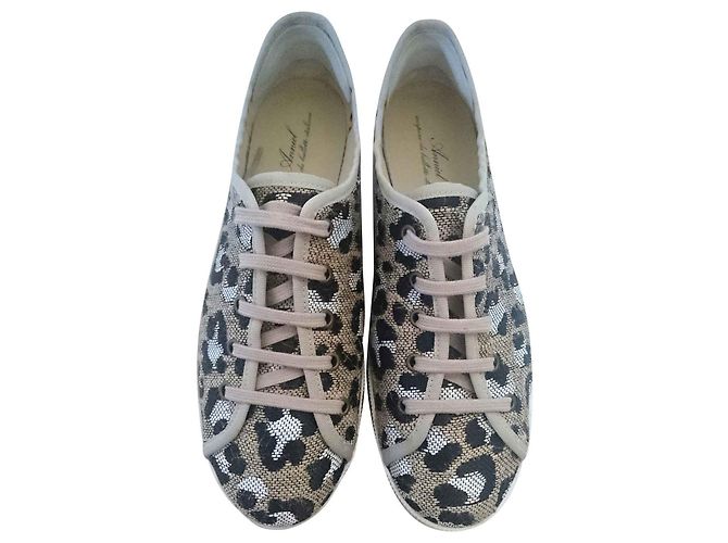 ANNIEL platform sneakers Beige Cream Leopard print Taupe
