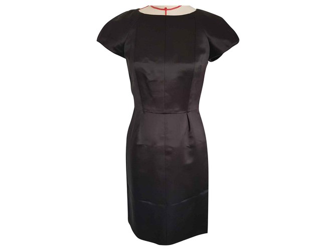 Chanel-Kleid aus satinierter Seide Schwarz  ref.124918