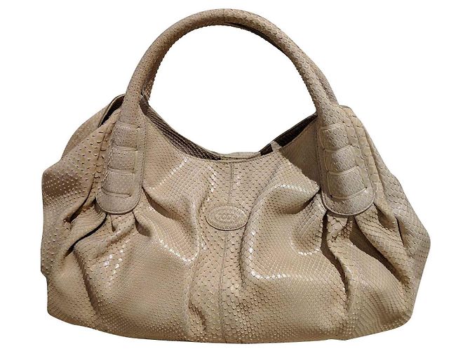 Sac à main Tod's en python beige