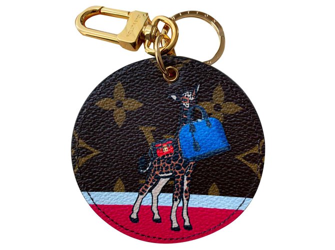 Louis Vuitton Bijou de sac porte clé Monogram Girafe collection christmas 2017 Toile Marron  ref.124970