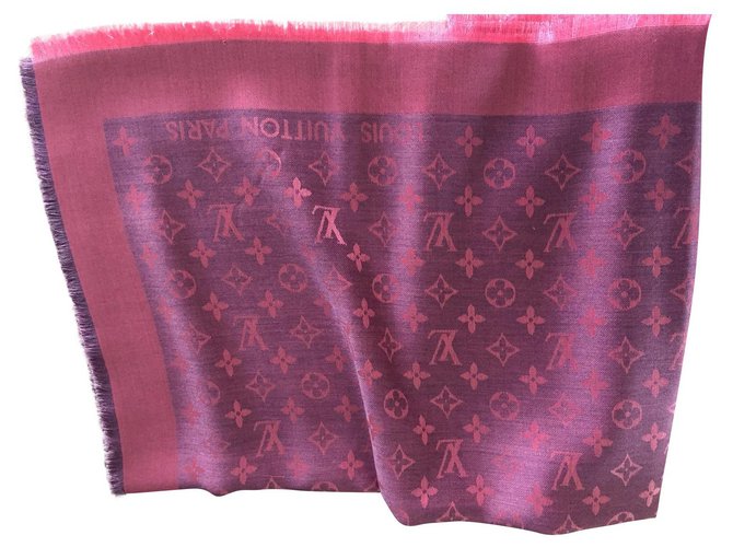 LOUIS VUITTON SCARF STOLA NEW FUXIA PINK Silk Wool  ref.124980