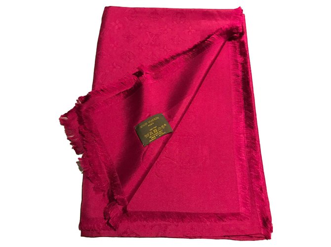 LOUIS VUITTON FOULARD STOLA NOVO FUXIA ROSA 100% CACHORRO DE SEDA DE SOIE  ref.124983