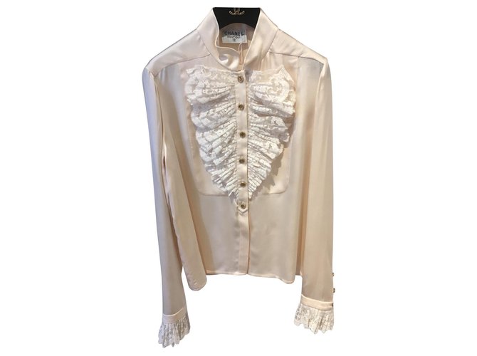 Chanel Tops White Cream Silk Lace  ref.124994