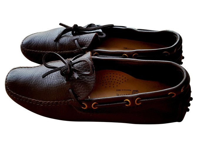 Car Shoes Klassisches dunkelbraunes genarbtes Leder  ref.125002