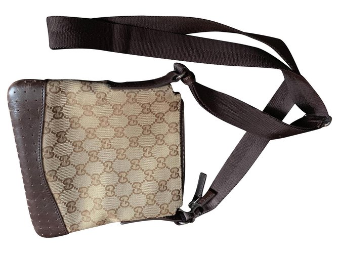 Gucci Clutch bags Brown Cloth  ref.125014