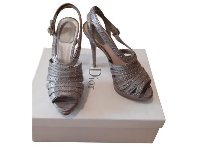 Dior Sandals Grey Leather  ref.125032