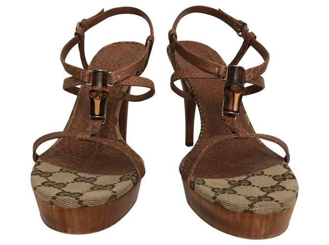 Gucci Sandals Light brown Leather Wood  ref.125041