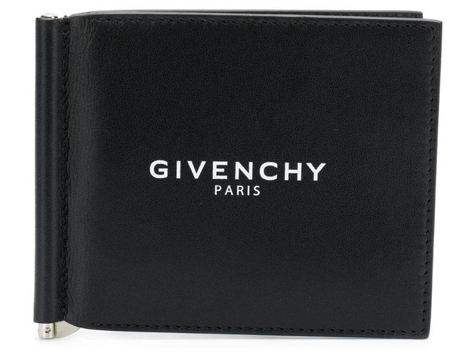 Carteira de grampo bifold de couro preto Givenchy Bezerro-como bezerro  ref.125083