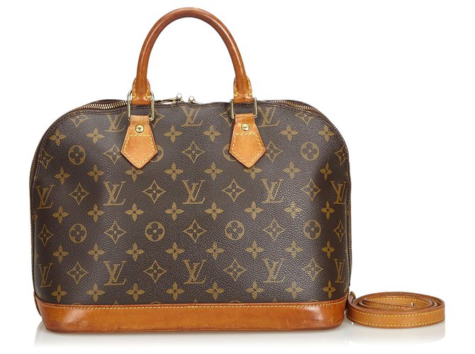 Louis Vuitton Brown Monogram Alma PM with Strap Leather Cloth  ref.125102