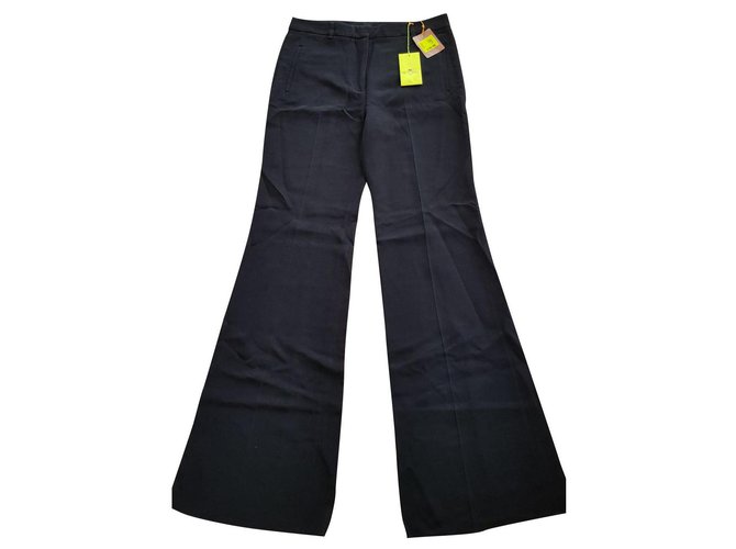 Etro Black wide cut pants.. Viscose Acetate  ref.125147