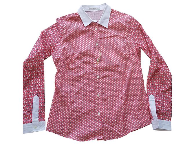 Camicia Etro Rosa e Bianca in Cotone Bianco