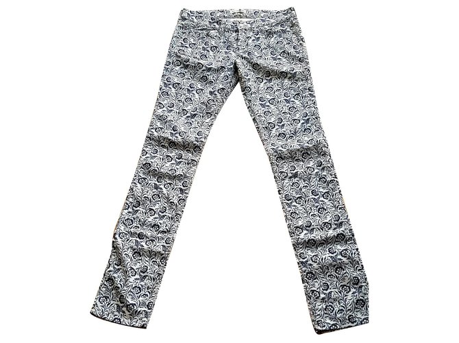 Isabel Marant Etoile Weiße / blaue Jeans-Stilhose Baumwolle Polyester Elasthan  ref.125163