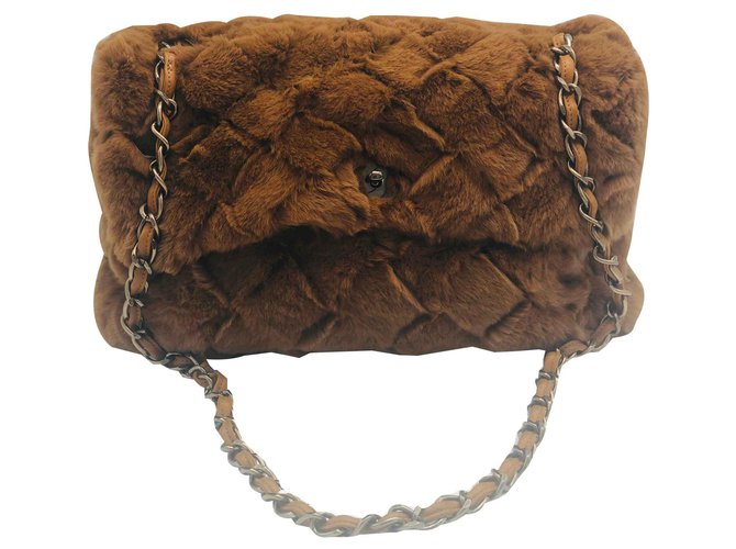 Chanel Classic timeless in fur Caramel  ref.125192