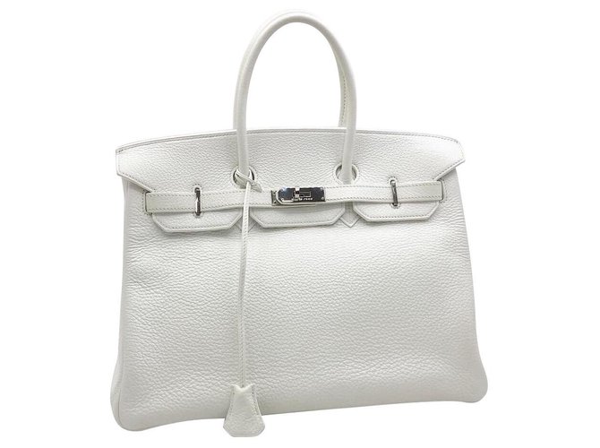 Hermès HERMES BIRKIN 35 White Clemence with PHW Leather  ref.125241