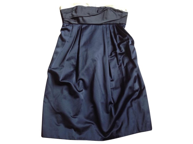 Tara Jarmon - Trägerloses Kleid Marineblau Baumwolle  ref.125250