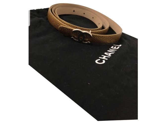 Chanel gold belt Golden Leather  ref.125274