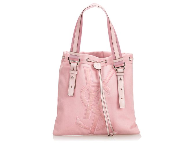 Yves Saint Laurent YSL Pink Canvas Kahala Tote Leather Cloth Cloth  ref.125300