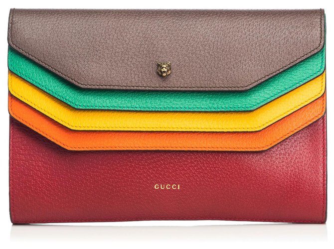 Gucci Brown Leather Totem Clutch Multiple colors  ref.125302