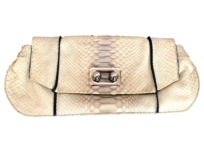 Céline Clutch aus Python Eggshell Aus weiß 
