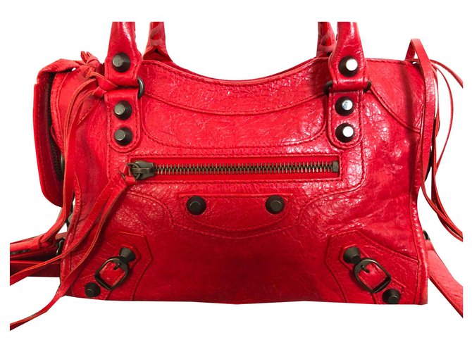 Balenciaga Mini city Red Leather  ref.125351