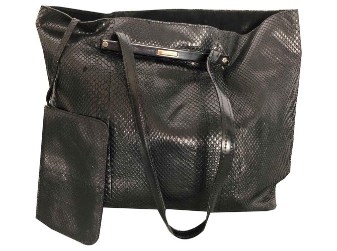 Bolso tote Gucci de pitón con bolso a juego negro 