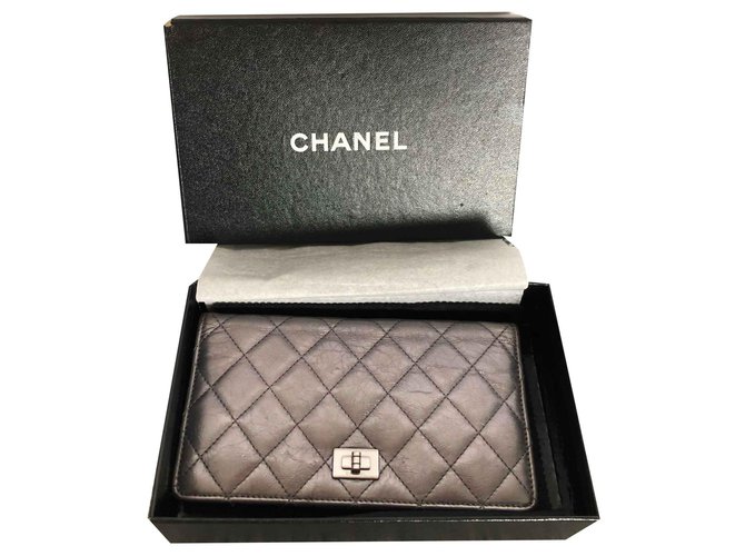 Chanel 2.55 Grau Leder  ref.125356