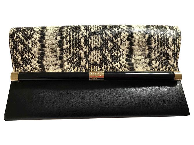 Diane Von Furstenberg Clutch aus Leder Pythonprint Python drucken