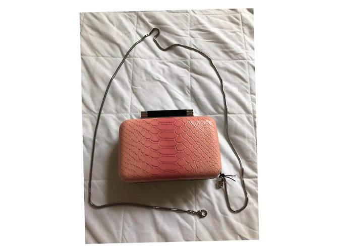 Diane Von Furstenberg Minaudière Schwarzes Leder Python Pink