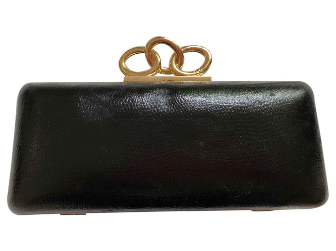 Diane Von Furstenberg Clutch bags Black Leather  ref.125366