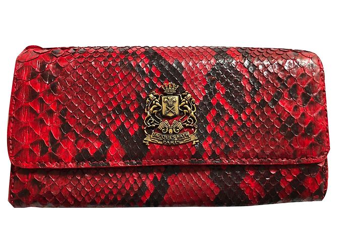 Jacques Fath Python Wallet Red and Black