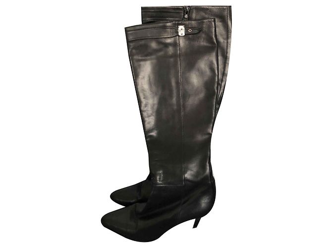 Hermès Stiefel aus schwarzem Leder Größe 41