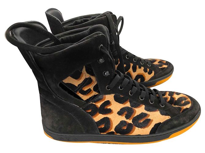Sneakers Louis Vuitton Leopardate in Pelle e Lana Stampa leopardo
