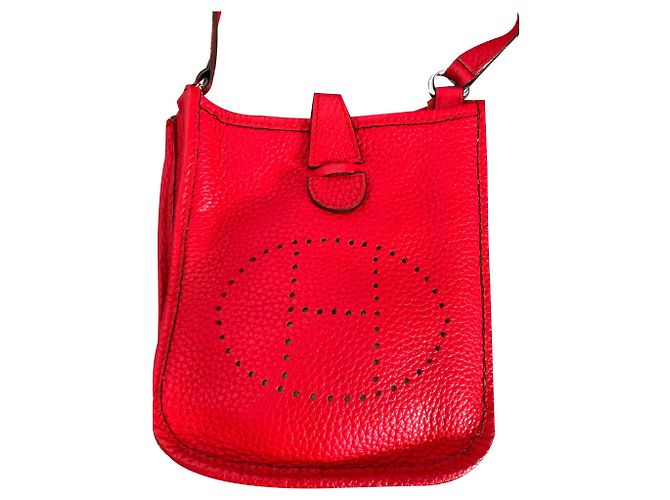 Bolsa Hermès Evelyne TPM em couro Clemence vermelho