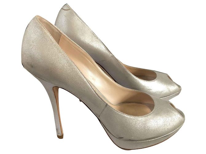 Dior Miss DIOR Pumps silber Leder 40 Grau Metallisch
