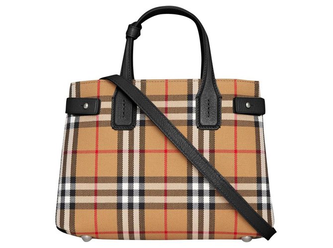 BURBERRY The Small Banner in Vintage Check and Leather SAC BORSA Multiple colors Cotton  ref.125430