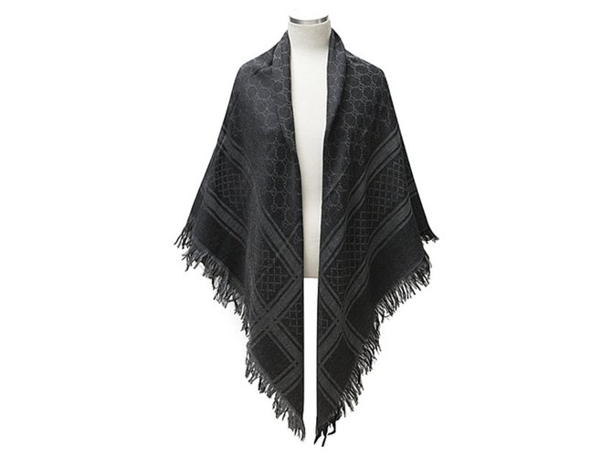 gucci, new gray and black wool and silk stole Grey  ref.125431