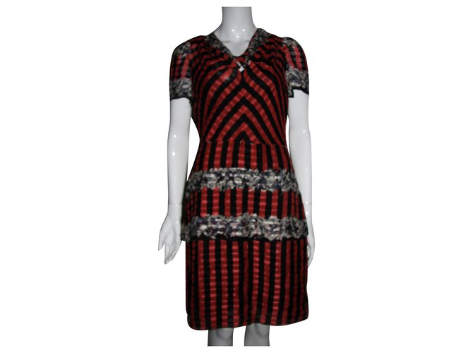 Anna Sui Rare vintage dress Black Red Silver  ref.125444