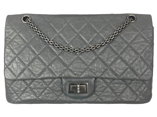 Chanel Reissue 2.55 Grey Leather  ref.125454