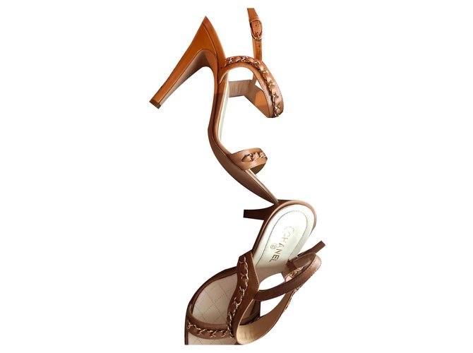 Chanel Sandals Beige Leather  ref.125458